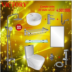 Combo thiết bị vệ sinh tròn 10 món cao cấp